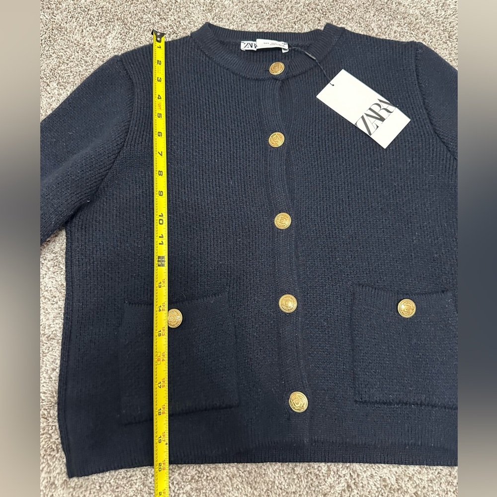 NWT Zara Navy Cardigan with Gold Buttons - Brand new!! ❤️ - Picture 4 of 4